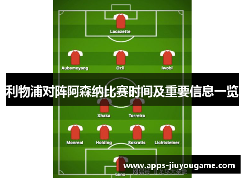 利物浦对阵阿森纳比赛时间及重要信息一览